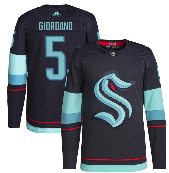Men's Seattle Kraken #5 Mark Giordano Navy Stitched Jersey Men's Seattle Kraken #5 Mark Giordano Navy Stitched Jersey